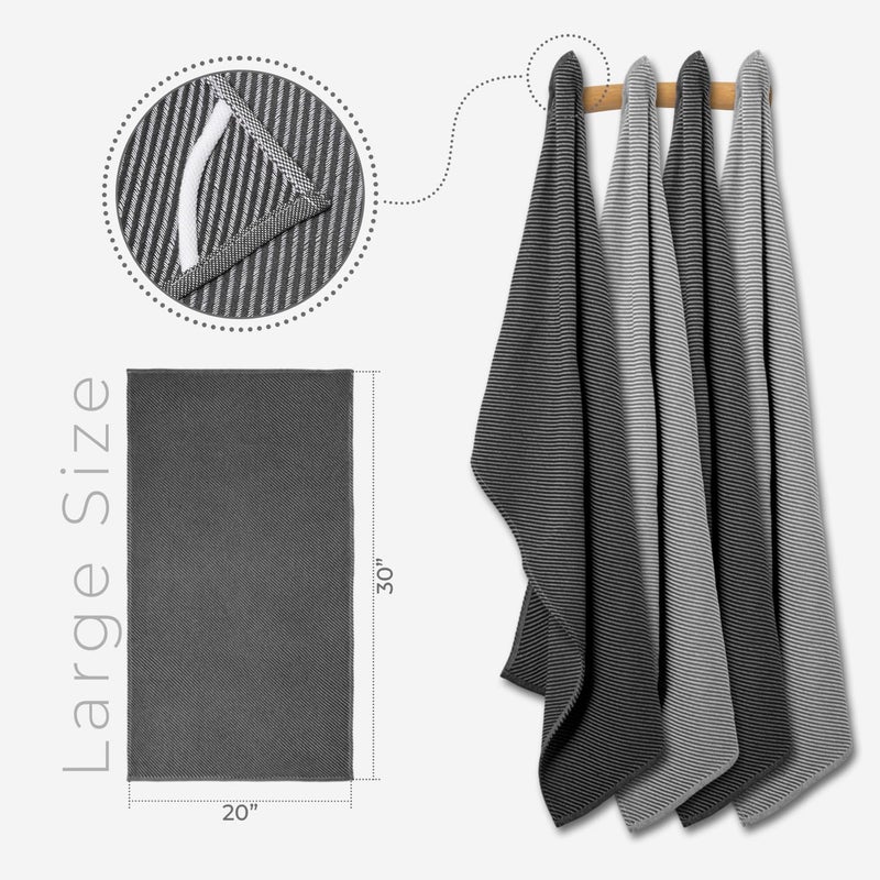 Ossano Decorative Dish Towels Set - 4 Pack, (20" x 30") - Decorative & Large - Versatile as, Kitchen Hand Towel, Dish Towels for Kitchen, Dishcloths, Kitchen Cloths, Gray and Anthracite Gray - Image 4